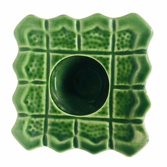 VTG Aloa Tea Light Candle Holder Green Ceramic - Picture 3 of 7